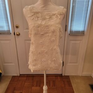 Rebecca Taylor White Floral Silk Sleeveless Blouse Top NWT Size 8 Rare Beautiful